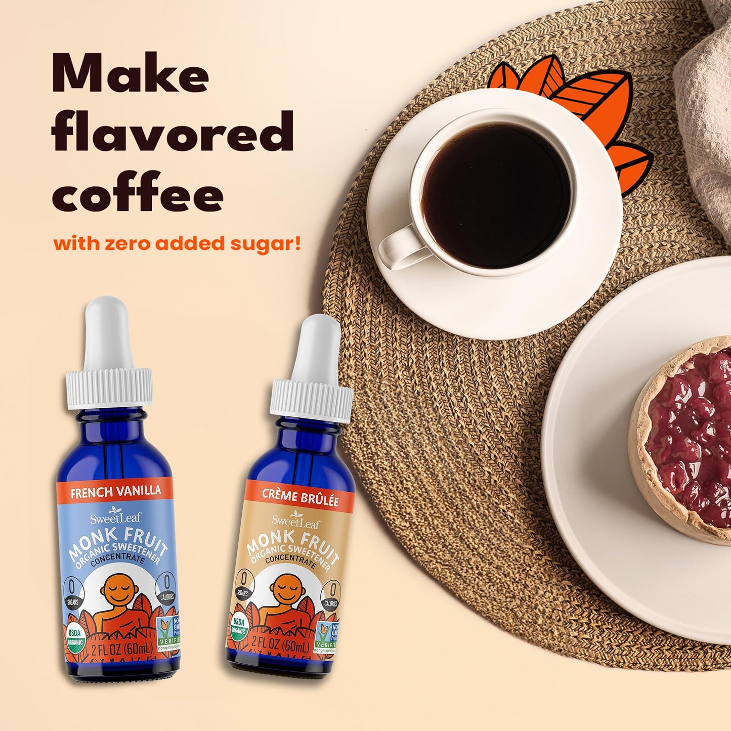 Sweetleaf Creme Brulee Liquid Monk Fruit - Monk Fruit Liquid Sweetener Drops, Organic Monk Fruit Extract, Zero Calorie Sweetener
