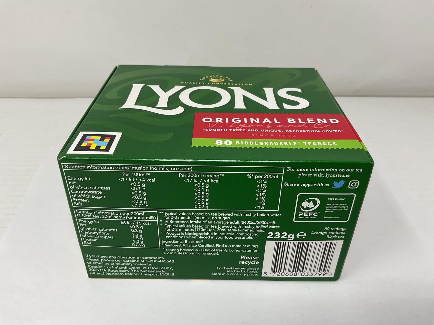 Lyons Pyramid Tea, Original Blend, Tea Bagss, 80-Count Package (Pack Of 3)