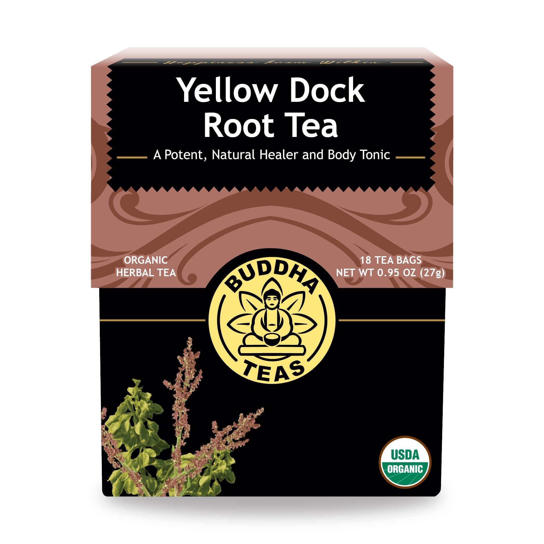 Buddha Teas Organic Yellow Dock Root Tea - USDA Organic, OU Kosher, 18 Bleach-Free Tea Bags