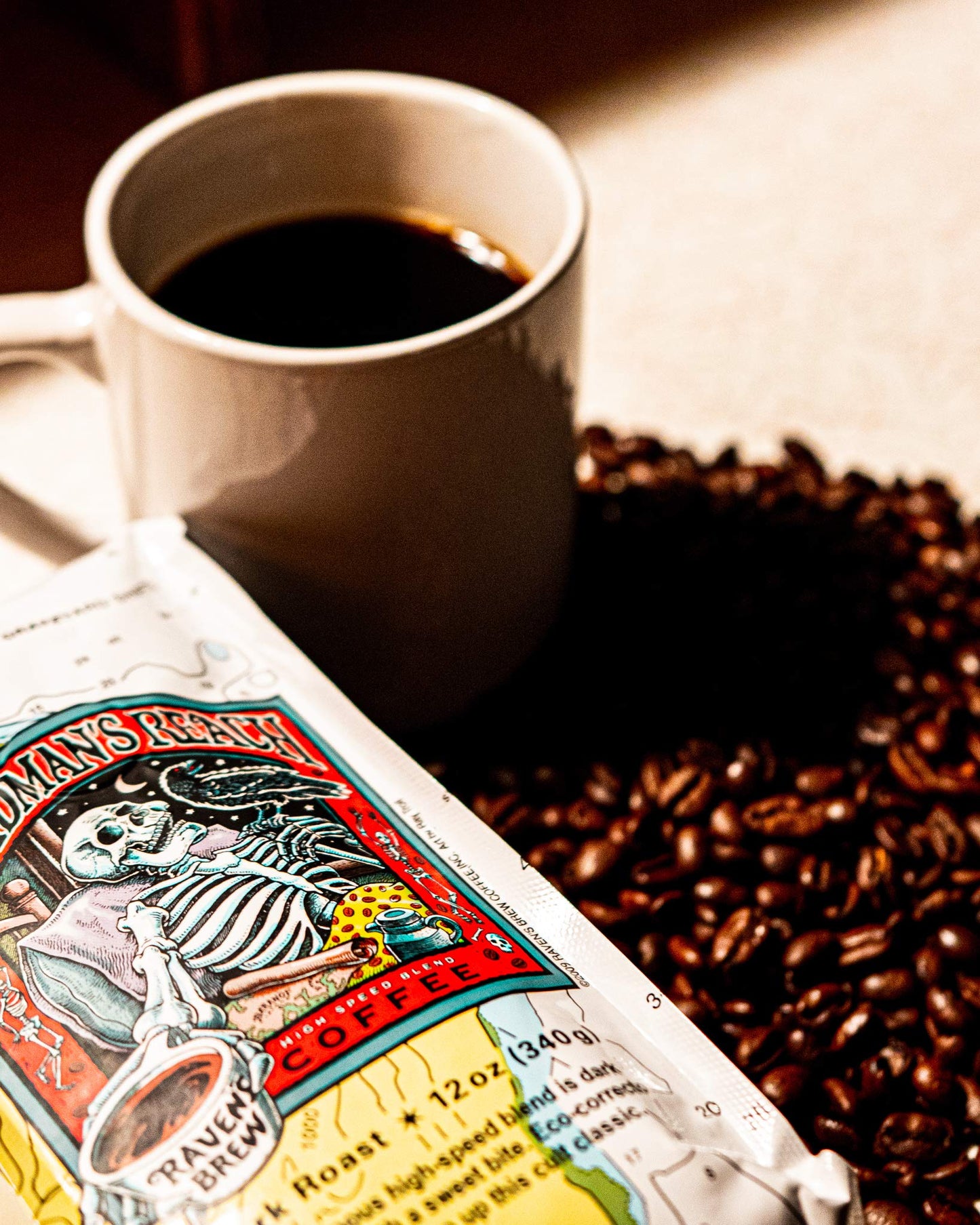 Raven   S Brew Coffee Bold Organic Coffee Dark Roast Ground - Deadman'S Reach 12Oz
