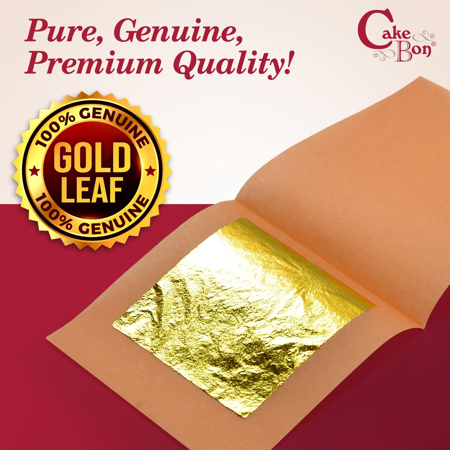 Edible Gold Leaf 24K By Cakebon - Cake Decorations, Loose Gold Leaf Sheets - 1.5 Inches, 48 Gold Foil Sheets