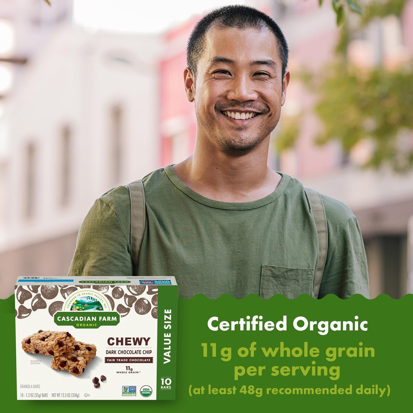 Cascadian Farm Organic Chocolate Chip Granola Bars, 10 Ct, 12.3 Oz