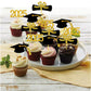 YuBoBo Graduation Cupcake Toppers, 48 PCS Food Picks, Gold, Paper, Grad Cap & Diploma Decorations