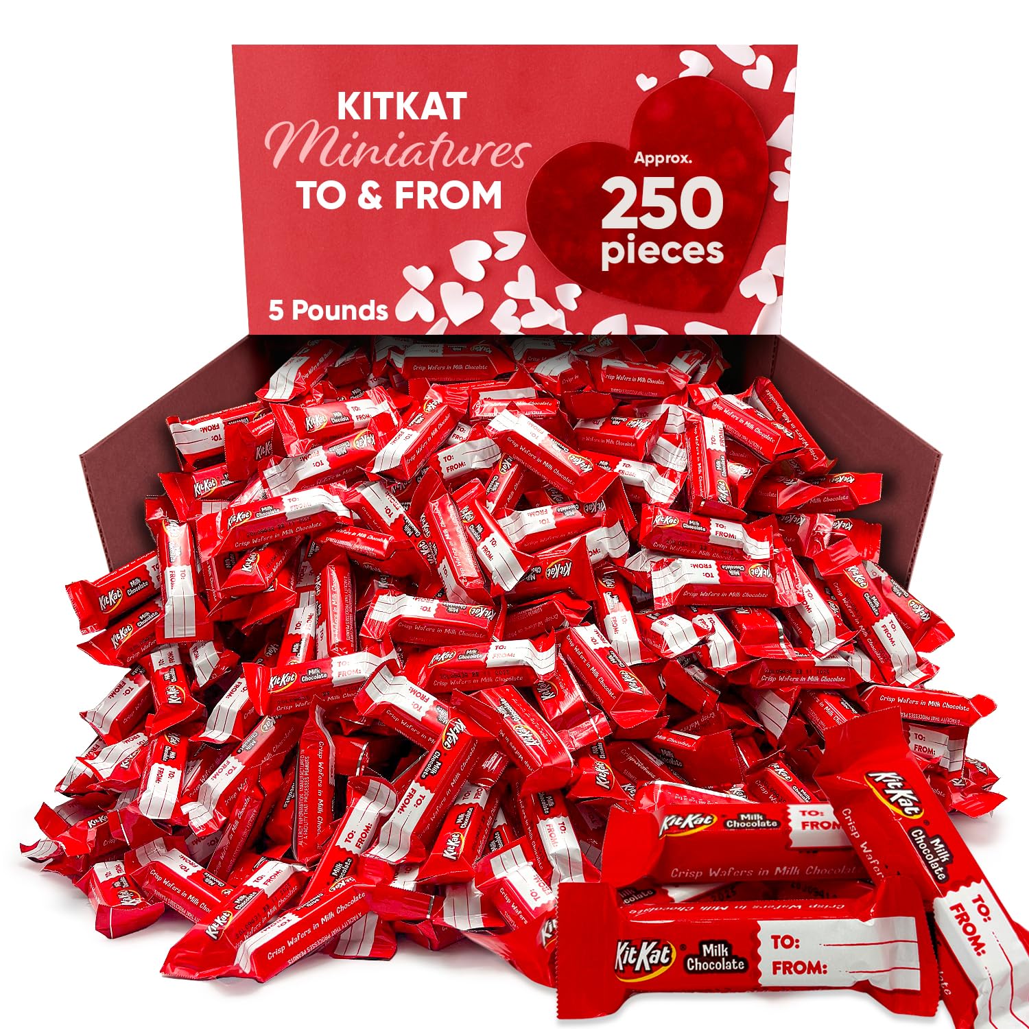 Mothers Day Milk Chocolate ''To & From'' Bars with Crisp Wafer - Gift (5Lb, Approx. 250 Pieces) - Bulk Pack for Gifting, Sharing