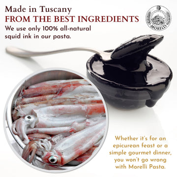 MORELLI Organic Squid Ink Linguine Pasta - Durum Wheat - 8.8oz (250g) - Made in Italy
