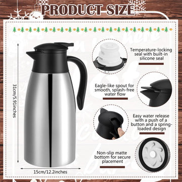 Bokon 104 Pcs Christmas Hot Chocolate Bar Set 68 Oz/ 2 L Stainless Drink Dispenser 16 Oz Cocoa Cups Hot Chocolate Bar Station Si
