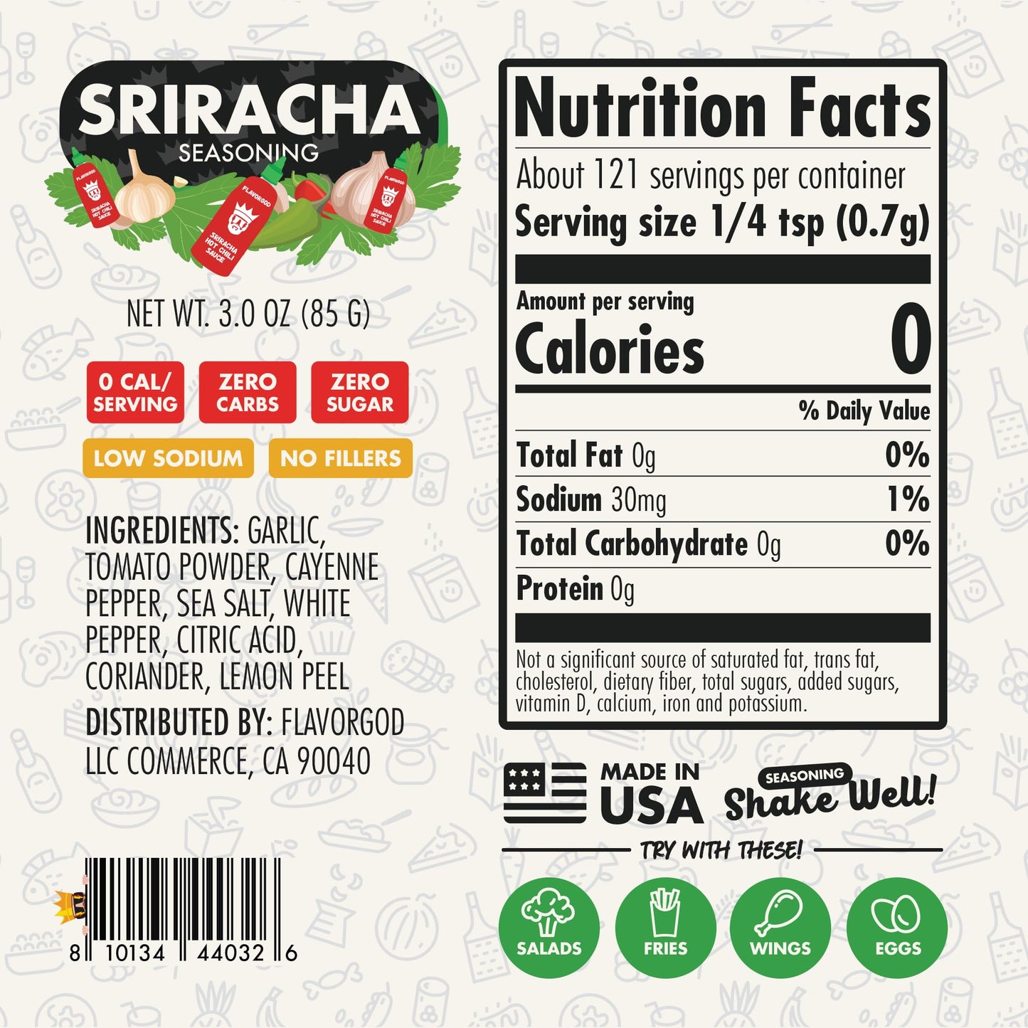 Flavor God Sriracha Seasoning Mix - Premium All Natural Spice Blend, 2 Pack, Kosher, Low Sodium, Vegan, Keto Friendly