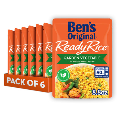BENS ORIGINAL Ready Rice Garden Vegetable Flavored Rice, Easy Dinner Side, 8.8 oz Pouch (Pack of 6)