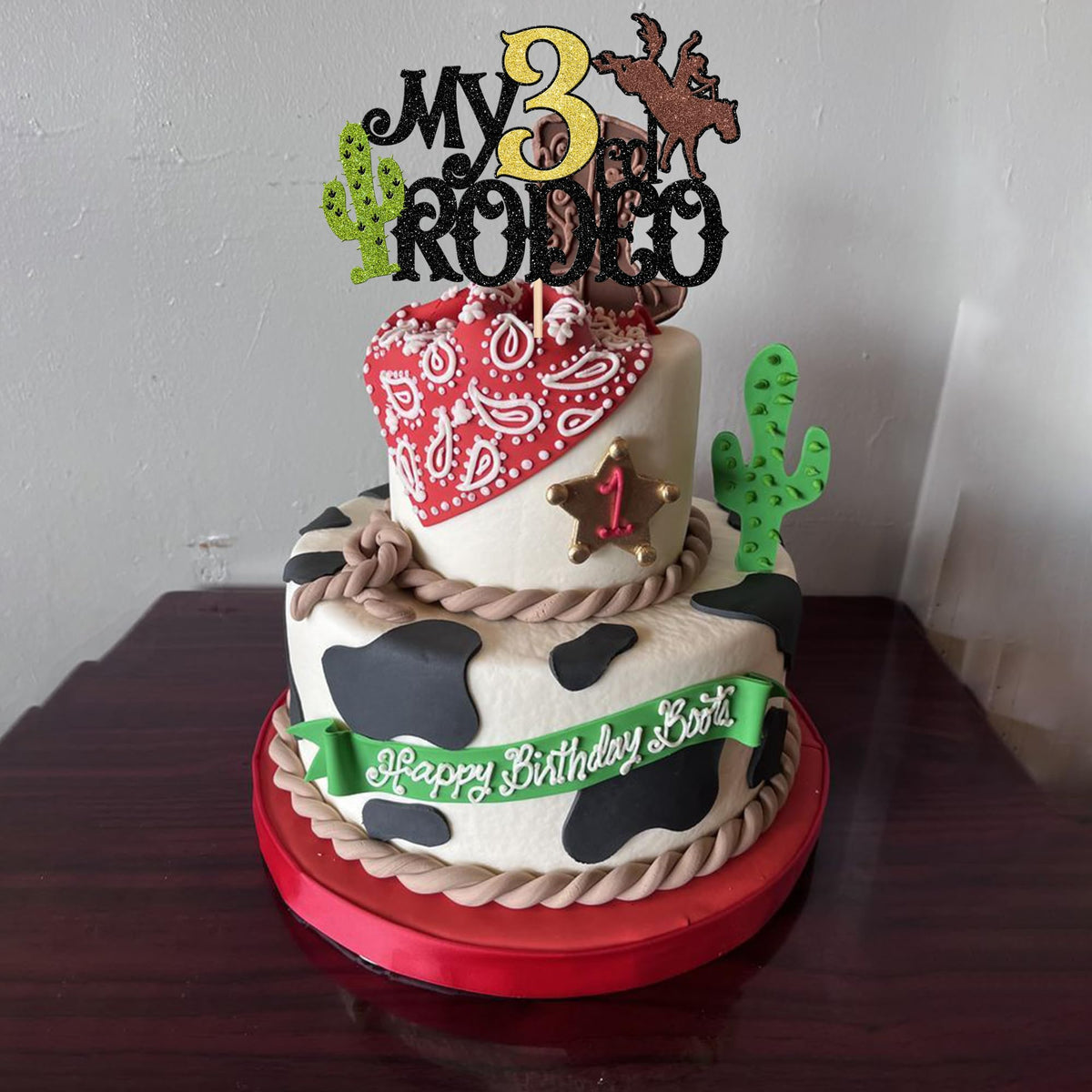 JeVenis Décoration Gâteau Cowboy Rodeo - Topper Chapeau Western + Accessoires Fête Western