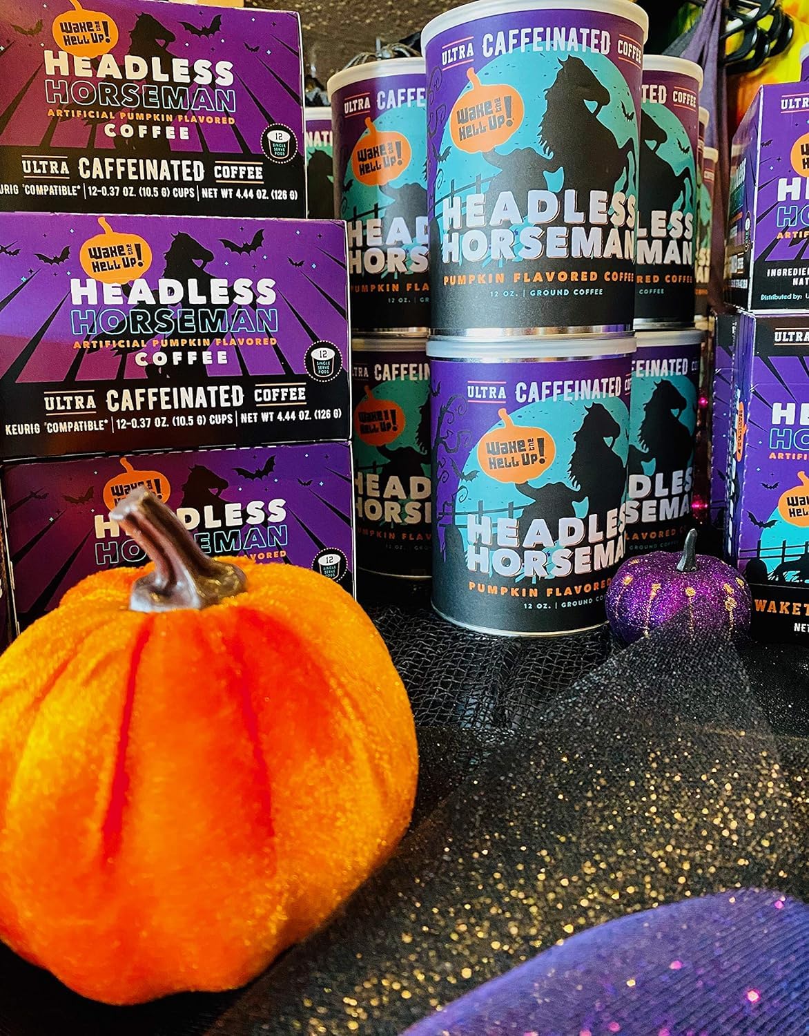 Wake The Hell Up! 12Oz Ultra-Caffeinated Pumpkin Spice Ground Coffee, Low Acid, Medium-Dark Roast