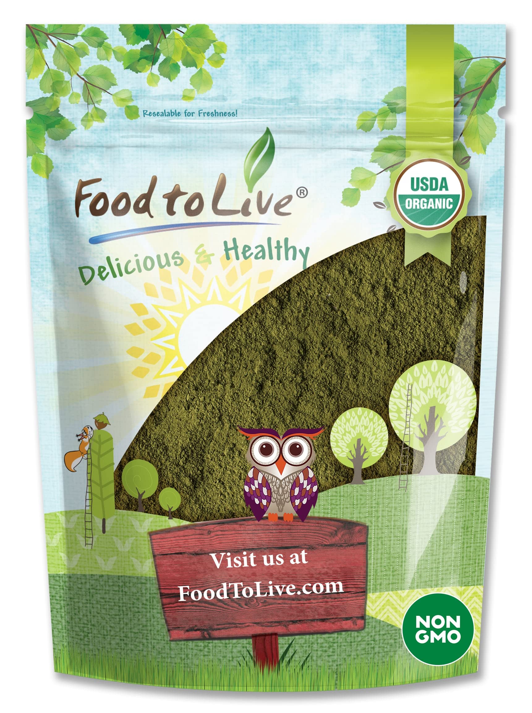 Food to Live Organic Spinach Powder, 4 Ounces - Non-GMO, Finely Ground Dehydrated Leaves, Pure, Vegan, Kosher, Bulk. Source of F