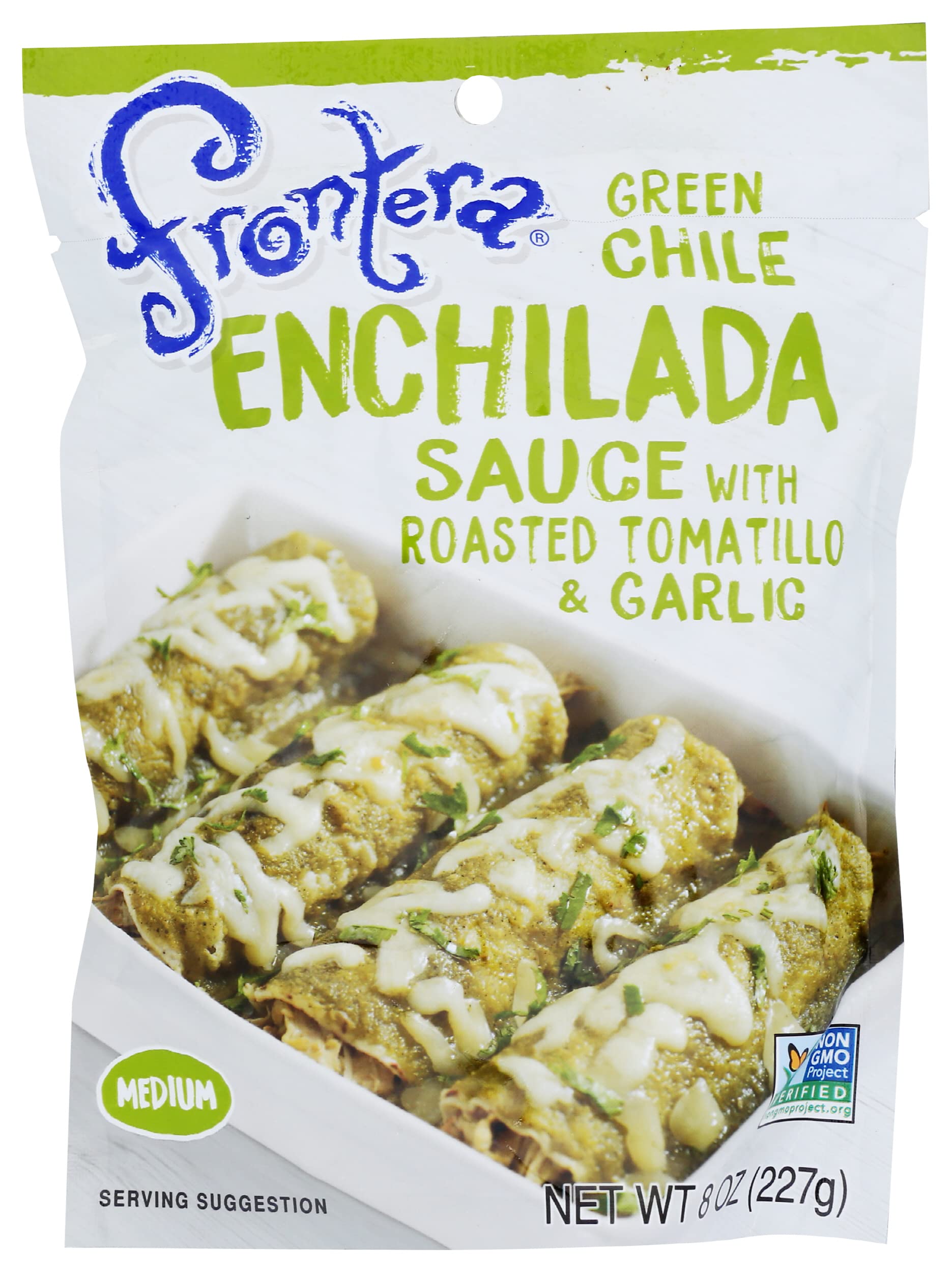 Frontera  Medium Green Chile Enchilada Sauce with Roasted Tomatillo and Garlic, Gluten Free, 8 Ounce (Pack of 6)
