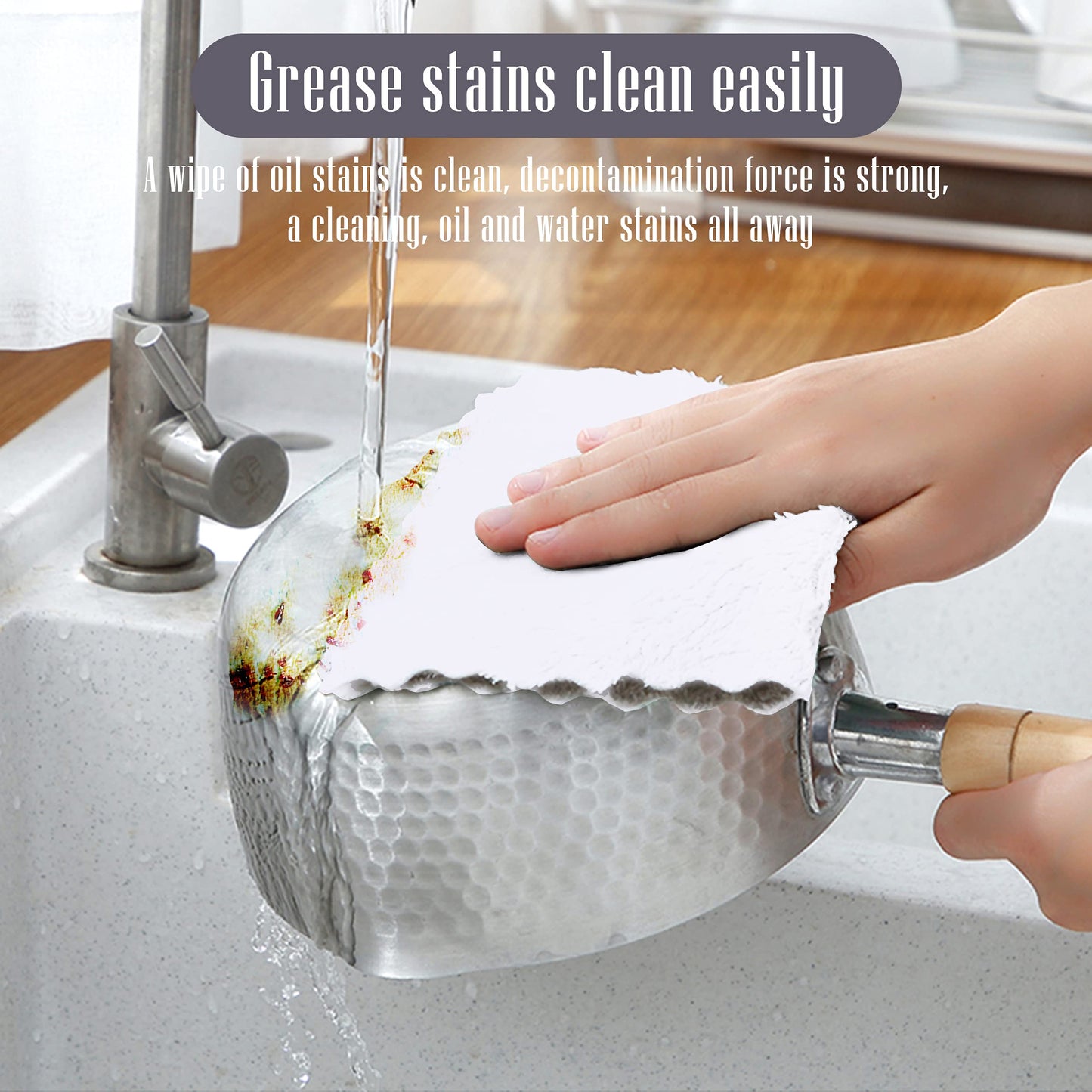 Sunny Zzzzz 24 Pack Kitchen Dishcloths (White, 10 X 10 Inch) - Does Not Shed Fluff - No Odor Reusable Dish Towels, Premium Dish