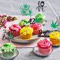 Arthsdite Cupcake Toppers, 24 Pcs, Glitter Green Leaves, Small, Plastic