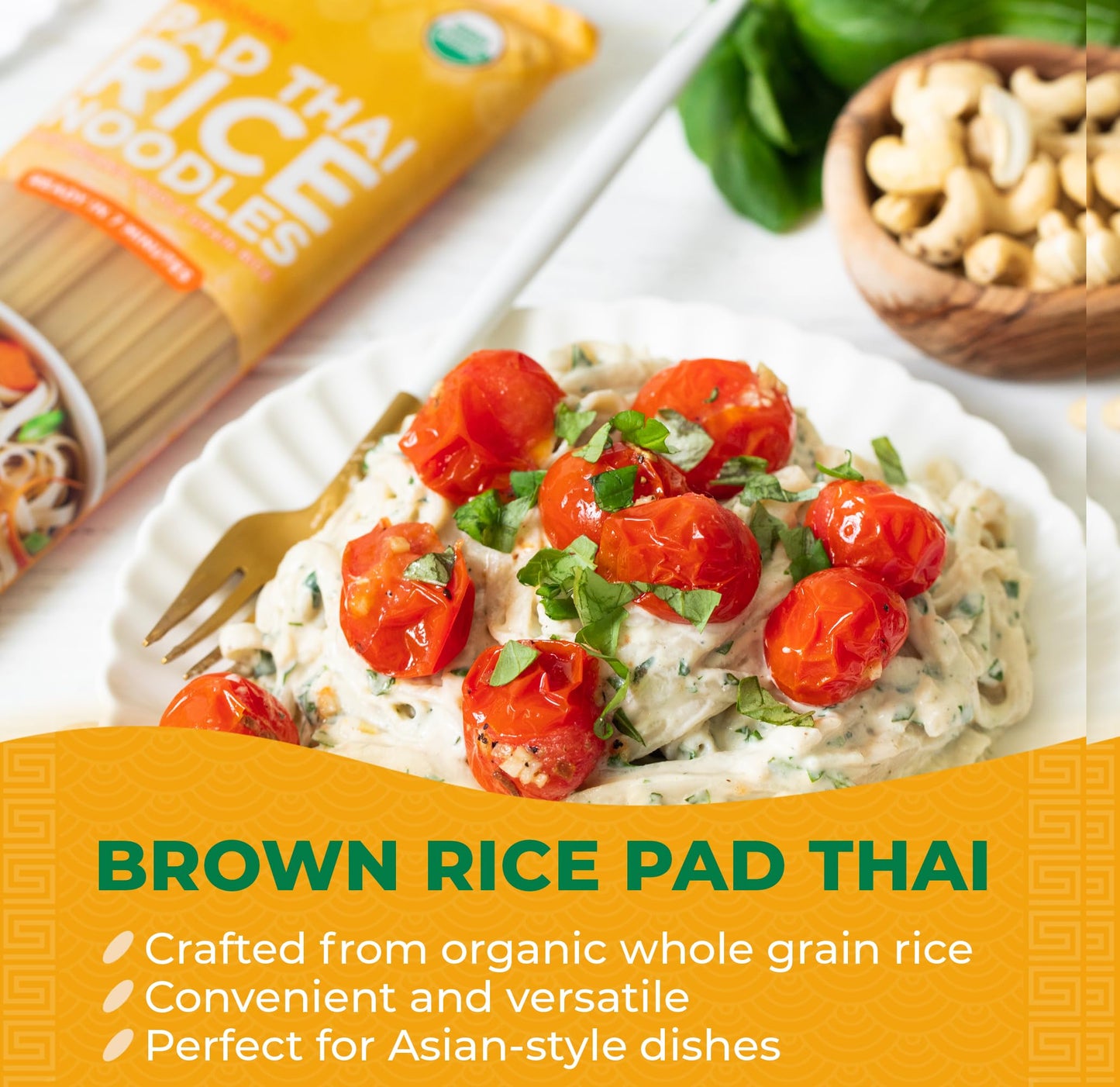 Lotus Foods Organic Brown Rice Pad Thai Noodles - Asian Style Noodles For Stir Fry, Gluten Free, Vegan, Whole Grain, Non Gmo, Serve Hot Or Cold - 8 Oz (Pack Of 1)
