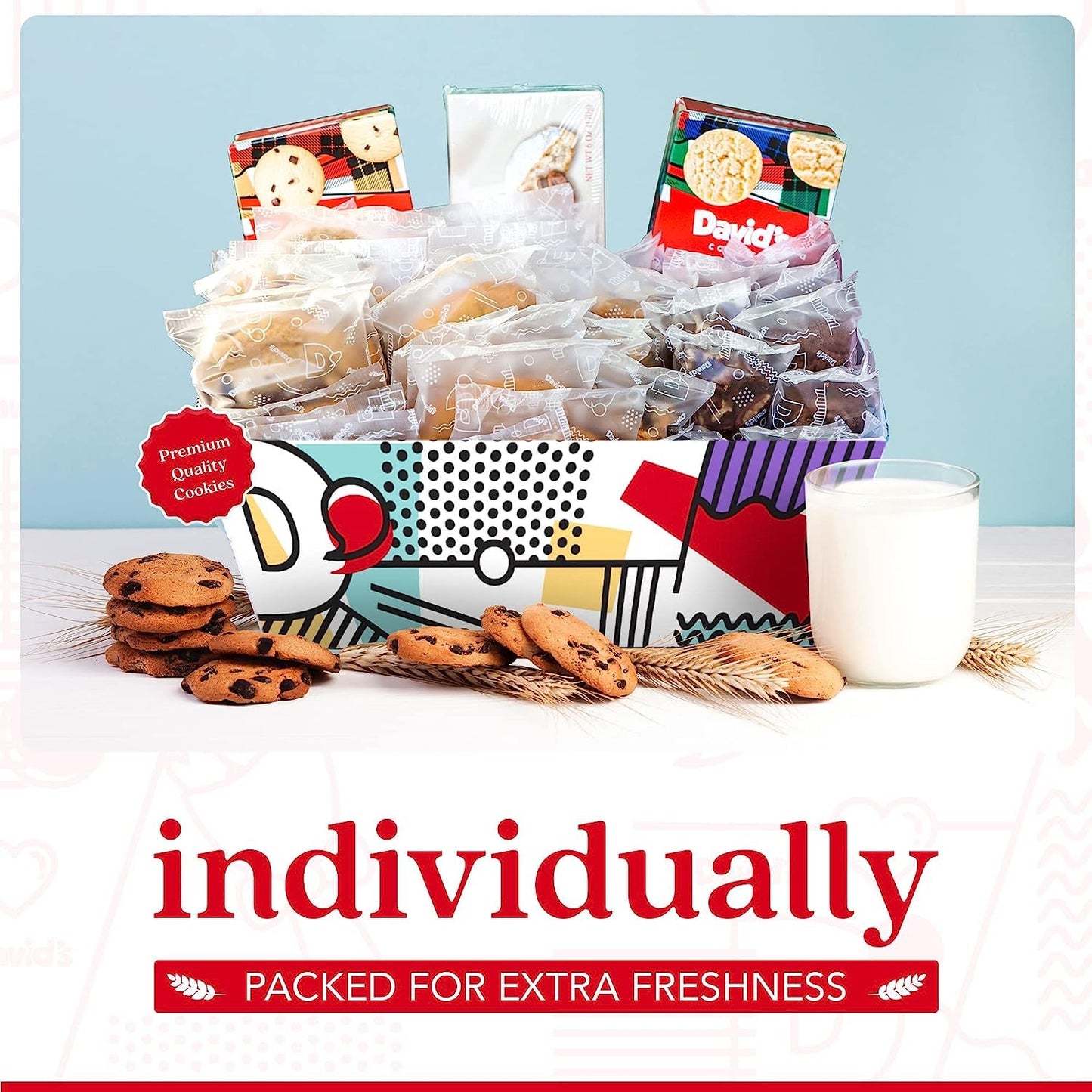 David Cookies Gift Basket For Families Food Christmas Gift - Large Crate Assorted Cookies For Sharing - Fresh Gourmet Cookies Fo