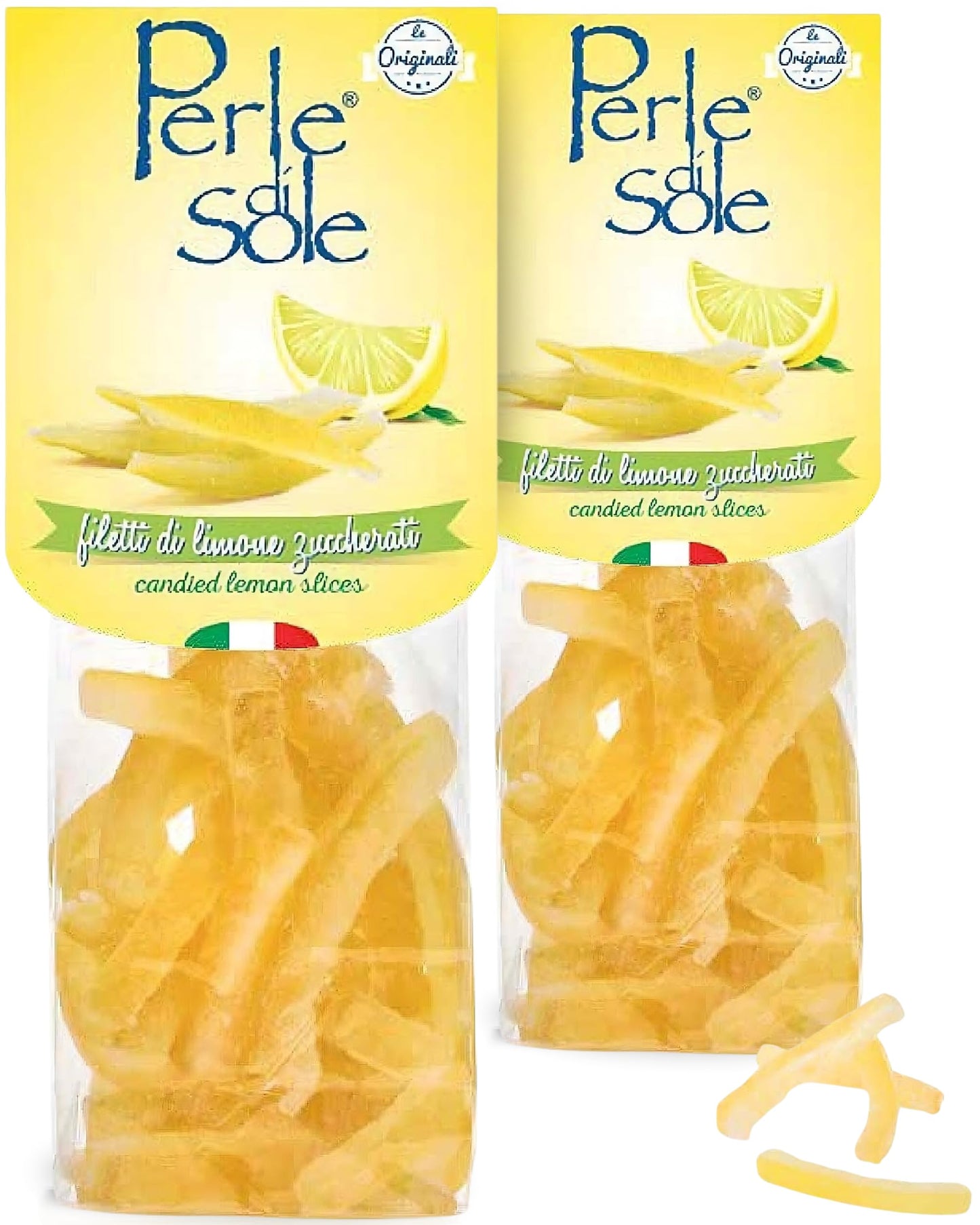 Perle di Sole Candied Lemon Peels — Italian Confection (3.5 oz / 100g)