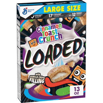 Cinnamon Toast Crunch Loaded Cereal, Cinnamon Sugar with Vanilla Crème Filling, 13 oz, Whole Grain
