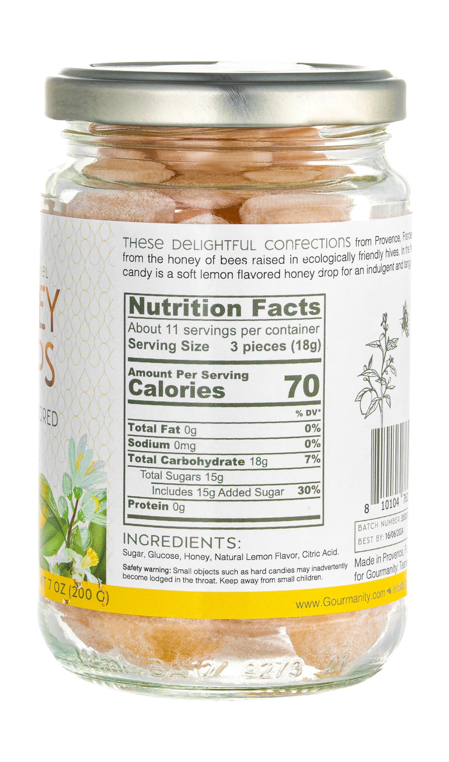 Gourmanity Honey Candy Lemon Drops, Surprise Lemon Flavored Honey Filling, Soothing & Sweet Treat, Carefully Crafted With Natura