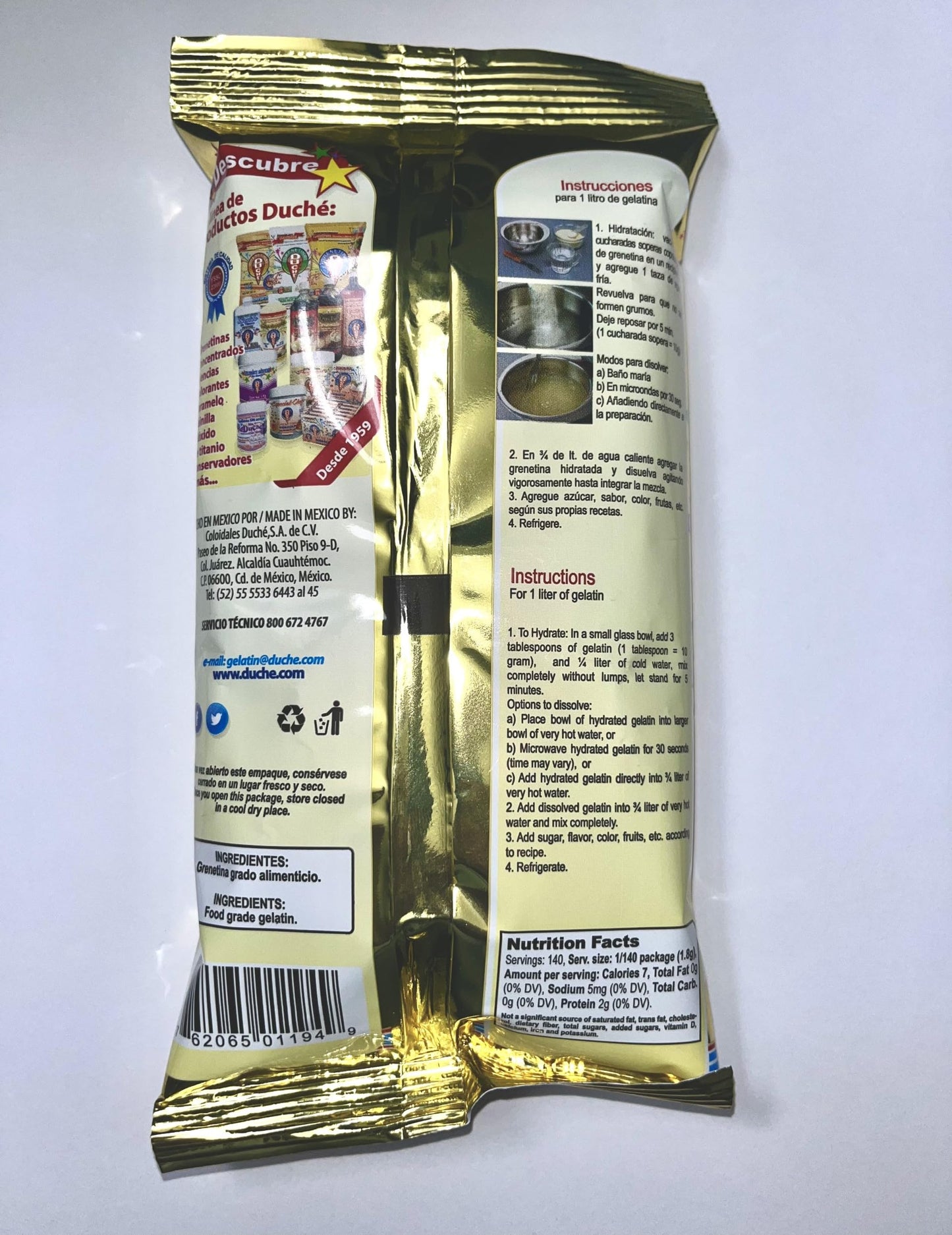 Duche Grenetina Sin Sabor, Unflavored Powder Gelatin 250g