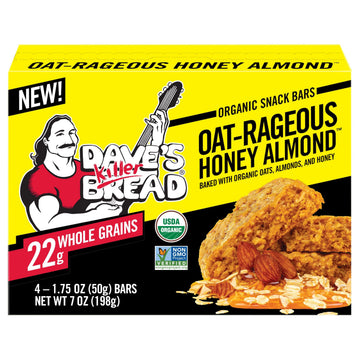 Daves Killer Bread Oat-Rageous Honey Almond Snack Bars, 4 Count (Pack of 2)