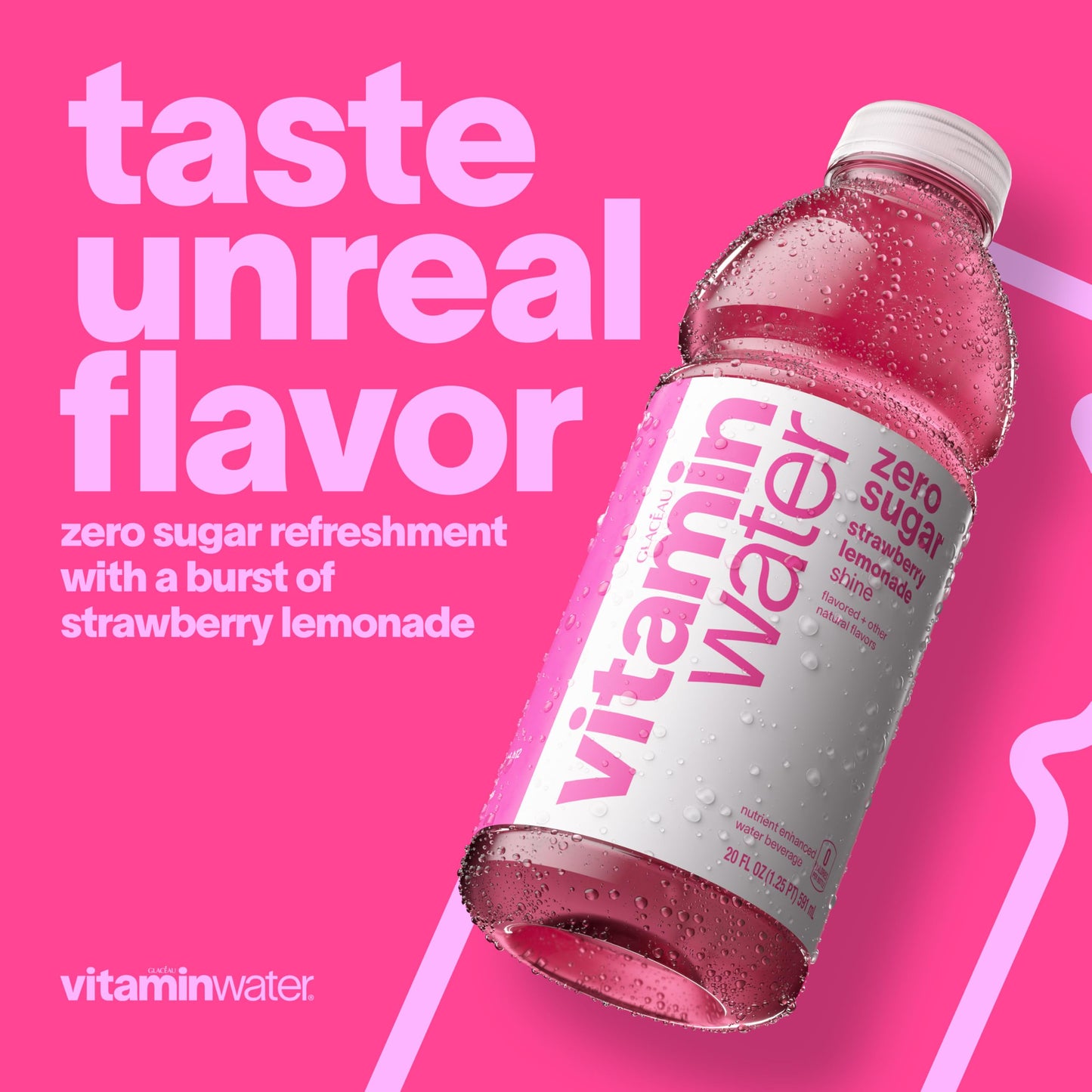 vitaminwater zero shine, electrolyte enhanced water w/ vitamins, strawberry lemonade drink, 20 fl oz