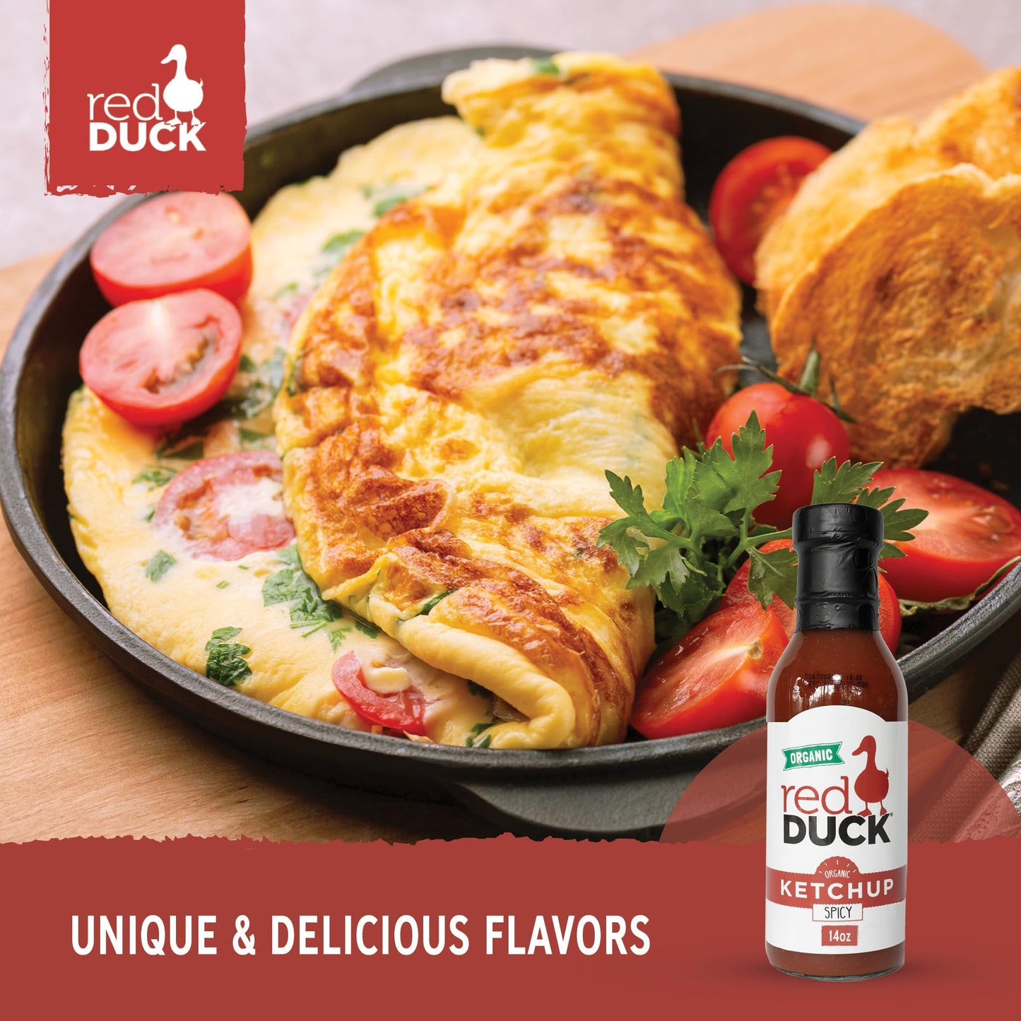 Red Duck Spicy Organic Ketchup - Gluten-Free, Vegan, All Natural, 14 ounces