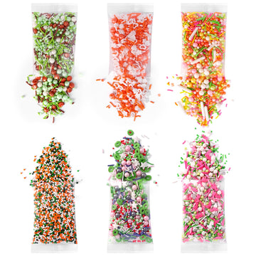 Easter Sprinkles For Cake Decorating, Cupcake, Cookies, Ice Cream Topper, 6 Packs Orange Sprinkles Green Sugar Pearls Candy, Six