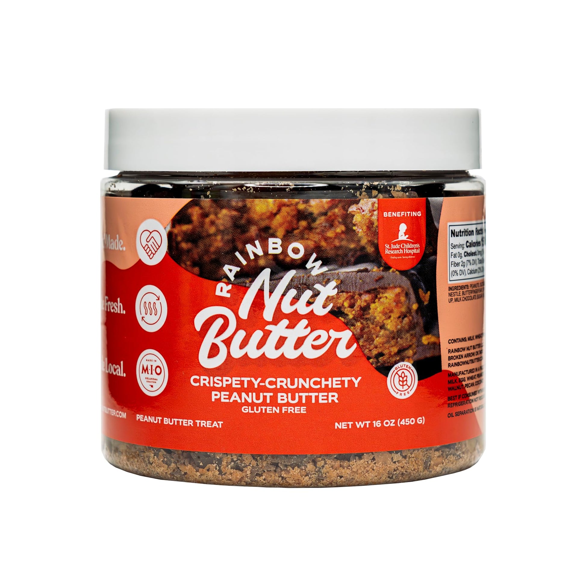 Rainbow Nut Butter, Crispety Crunchety Peanut Butter, Spread, Treat, Snack, Dessert, Candy Bar, Milk Chocolate Chips, High Prote