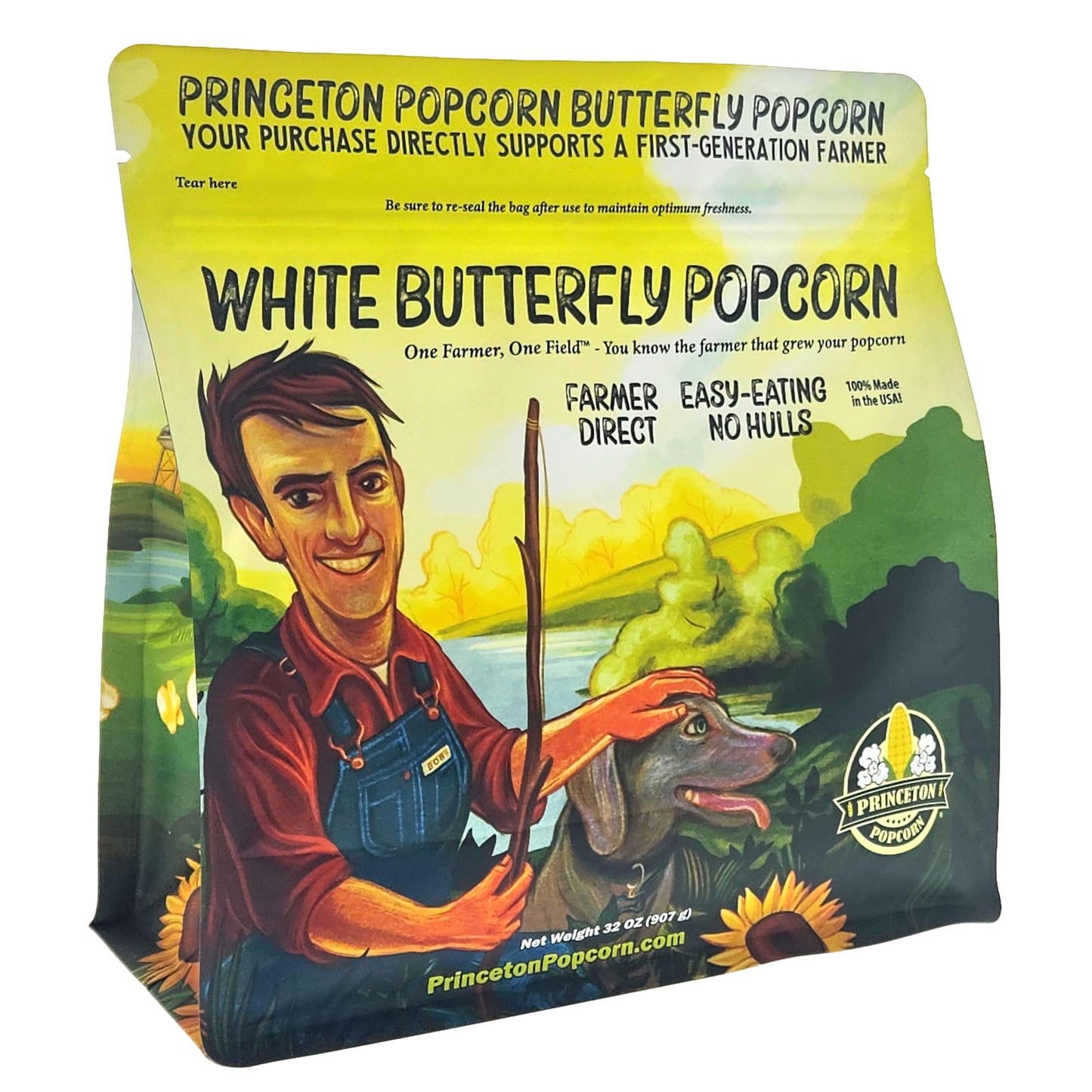 Princeton Popcorn Baby White Popcorn Kernels, Hulless, Gluten Free, 32 Ounce Bag