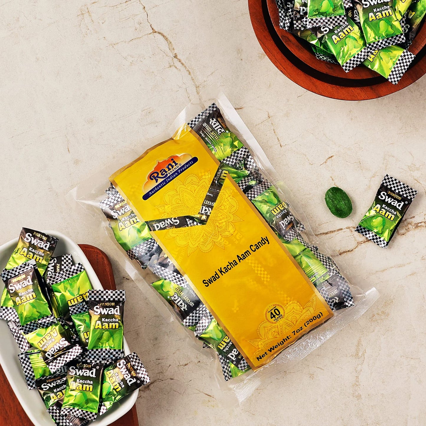 Rani Brand Kacha Aam Candy - Vegan, Gluten Friendly, NON-GMO, 7oz (200g) Individually Wrapped, Indian Origin
