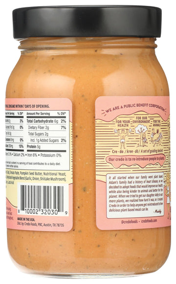 CREDO FOODS Plant Based Alfredo Rosa Sauce, 15 OZ