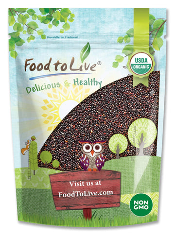 Food to Live Organic Black Quinoa, 1 Pound - Non-GMO, Whole Grain, Sproutable, Kosher, Vegan, Sirtfood. Easy to Cook. Good Sourc