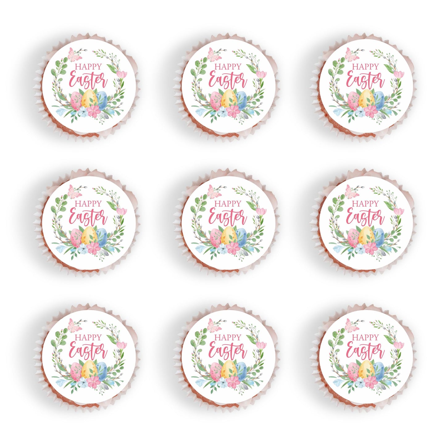 Foowztao 48Pcs Happy Easter Cupcake Toppers Wafer Paper Cake Picks Easter Theme Birthday Party Spring Theme Baby Shower Party Su