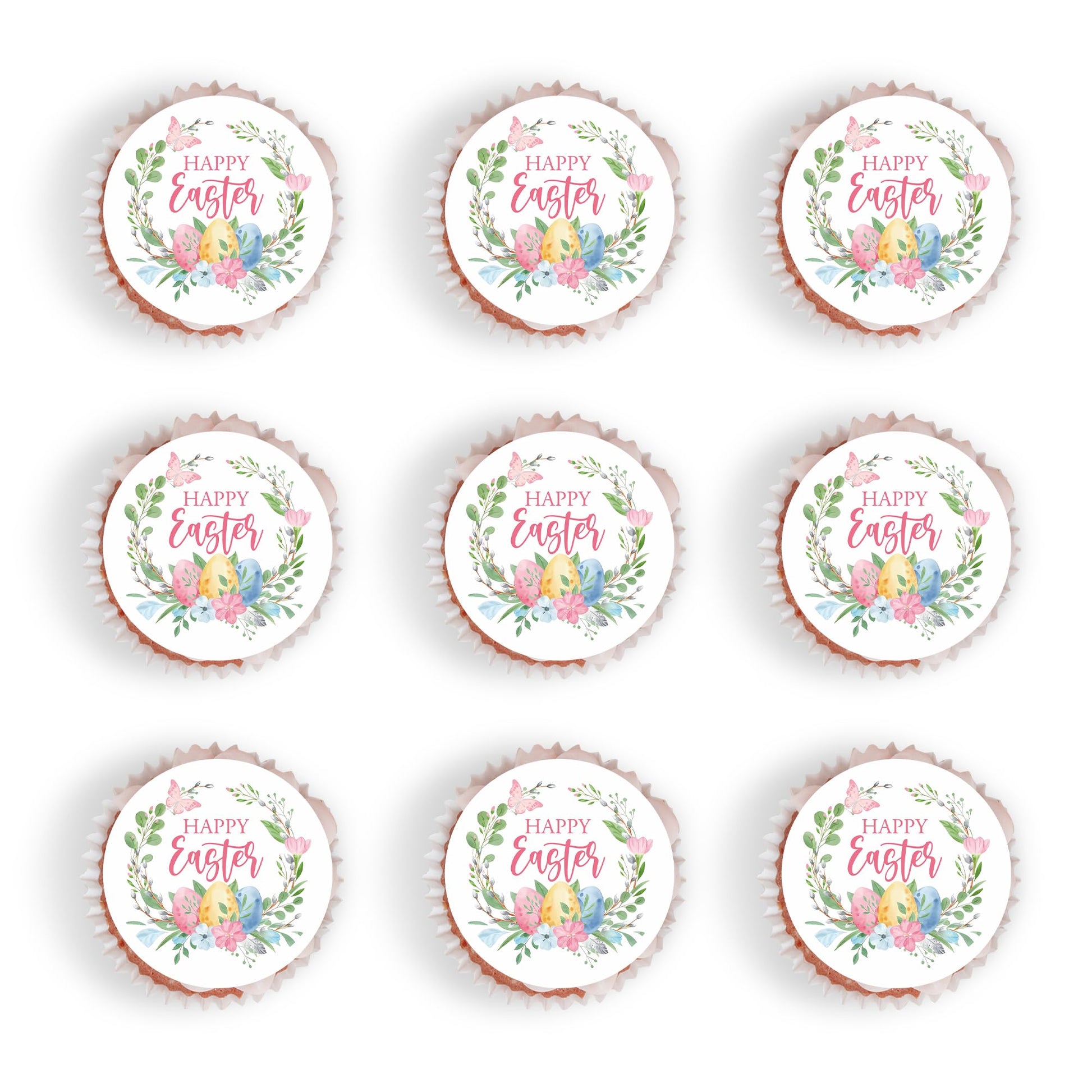 Foowztao 48Pcs Happy Easter Cupcake Toppers Wafer Paper Cake Picks Easter Theme Birthday Party Spring Theme Baby Shower Party Su