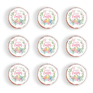 Foowztao 48Pcs Happy Easter Cupcake Toppers Wafer Paper Cake Picks Easter Theme Birthday Party Spring Theme Baby Shower Party Su