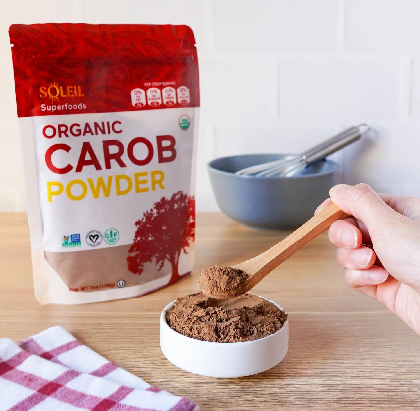 SOLEIL FOODS Organic Carob Powder, Plant-Based Superfood, Vegan, Gluten-Free, 8.8 oz