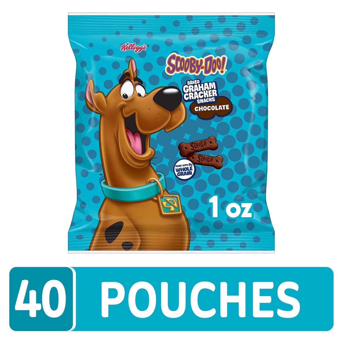 Kellogg s SCOOBY-DOO! Baked Graham Cracker Snacks, Lunch Snacks, Chocolate (40 Pouches)