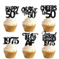 18pcs Black Glitter Happy 50th Dessert Cupcake Topper Pick for Funny Legend Since 1998 Theme Decor Supplies Men Women Happy 50 B