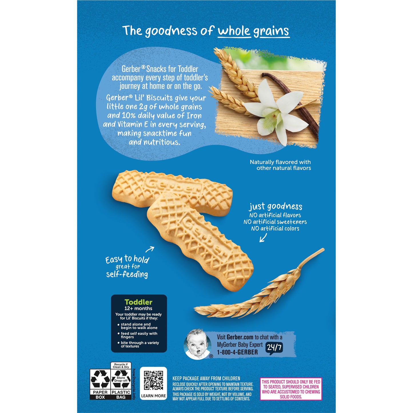 Gerber Toddler Baby Food, Vanilla Wheat Biscuits, 4.44 Oz Box (Pack Of 6)