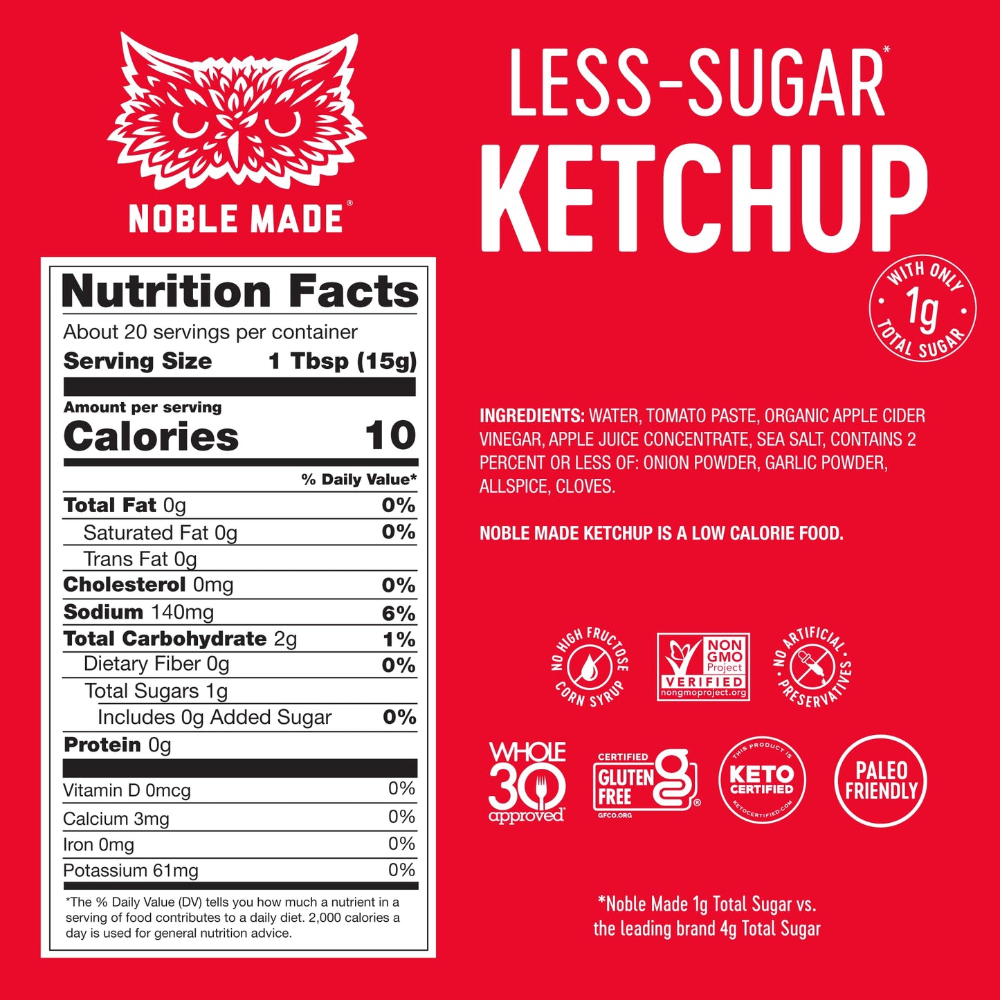 The New Primal Tomato Ketchup, 10.8 Ounce, Red, Model 8015-1