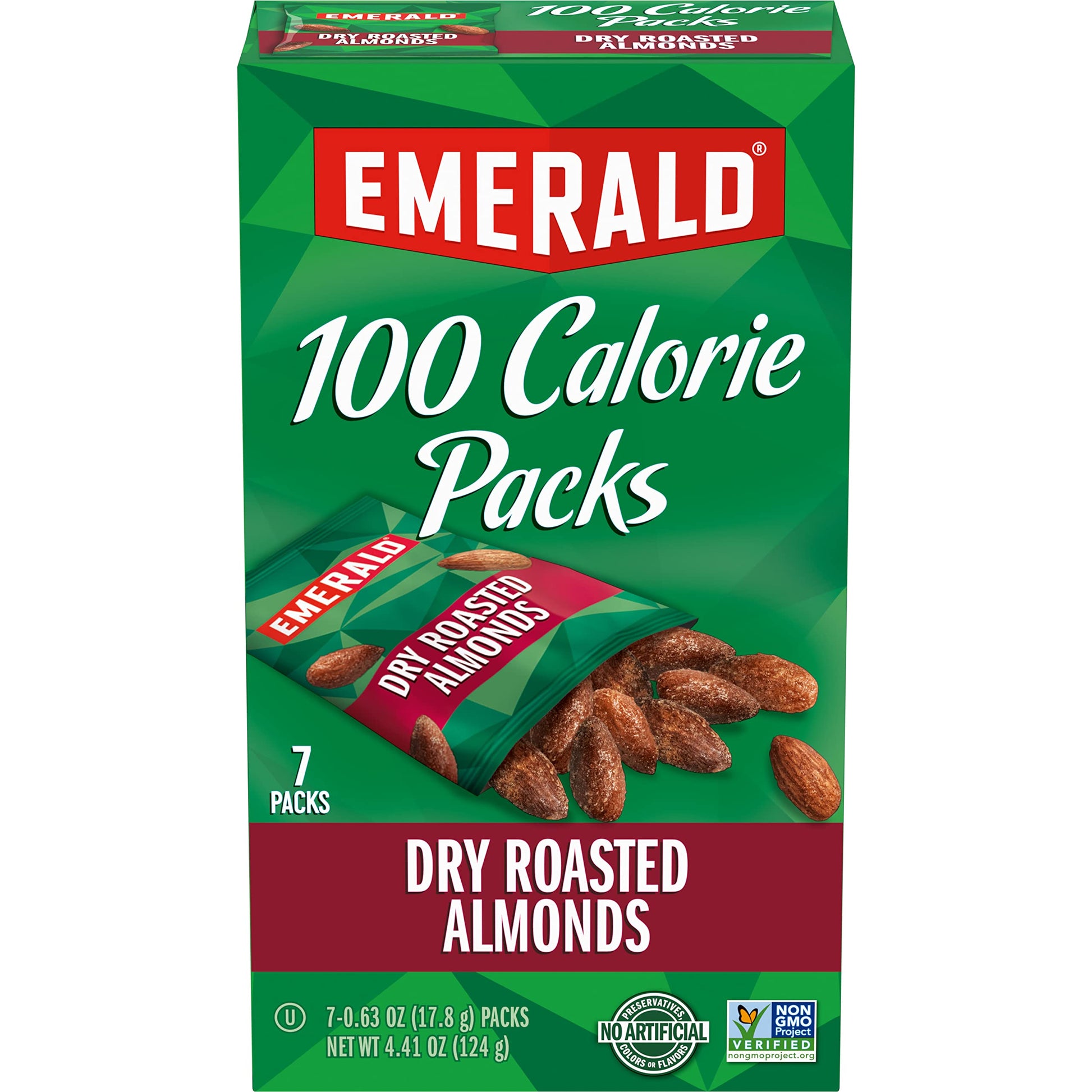 Emerald Dry Roasted Almonds 100-Calorie Packs, Kosher Certified, Non-GMO, 7 Count (Pack of 12), Model 111071