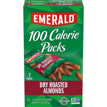 Emerald Dry Roasted Almonds 100-Calorie Packs, Kosher Certified, Non-GMO, 7 Count (Pack of 12), Model 111071