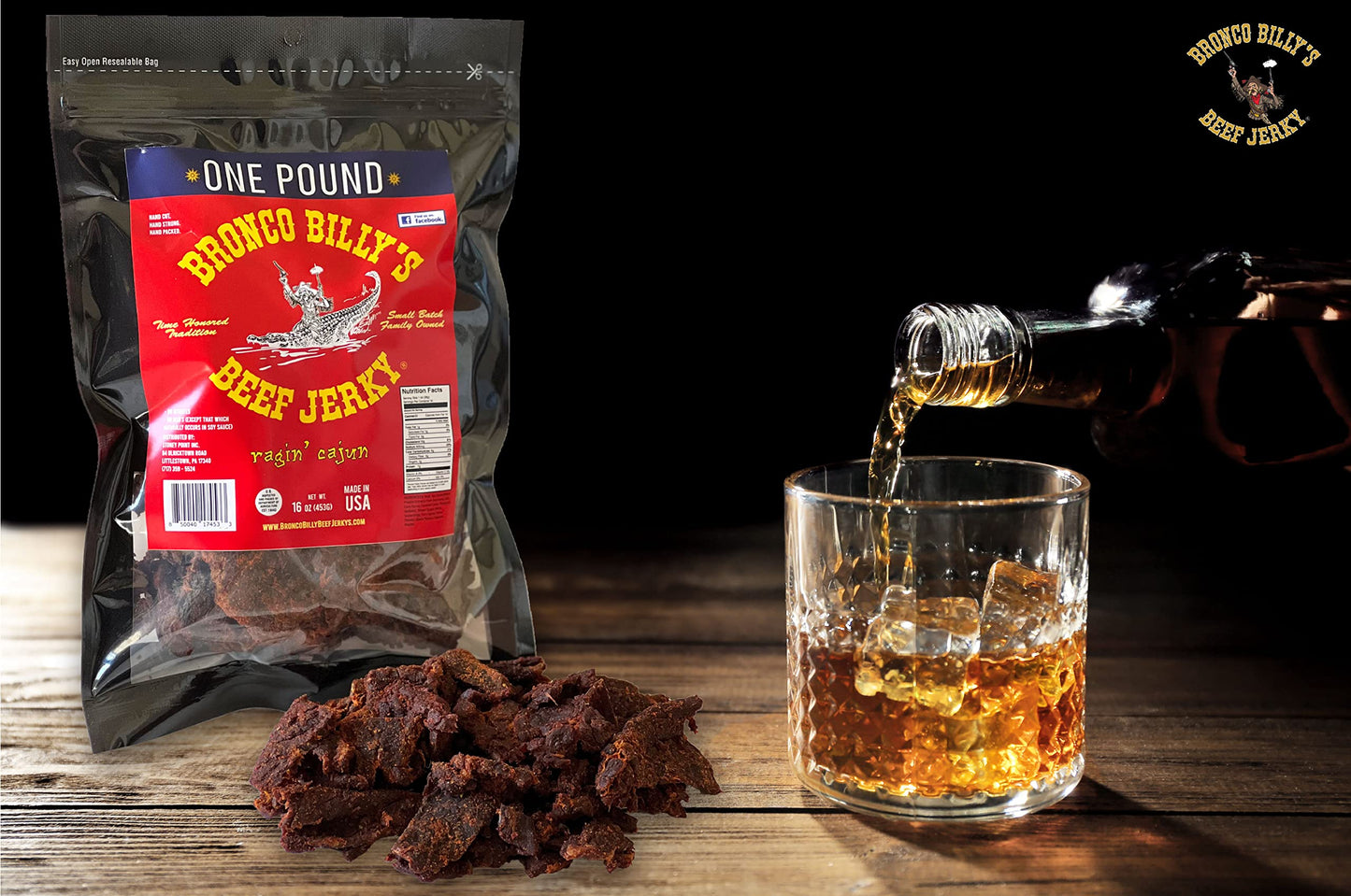 Bronco Billy'S Beef Jerky Ragin' Cajun One Pound Resealable Bag