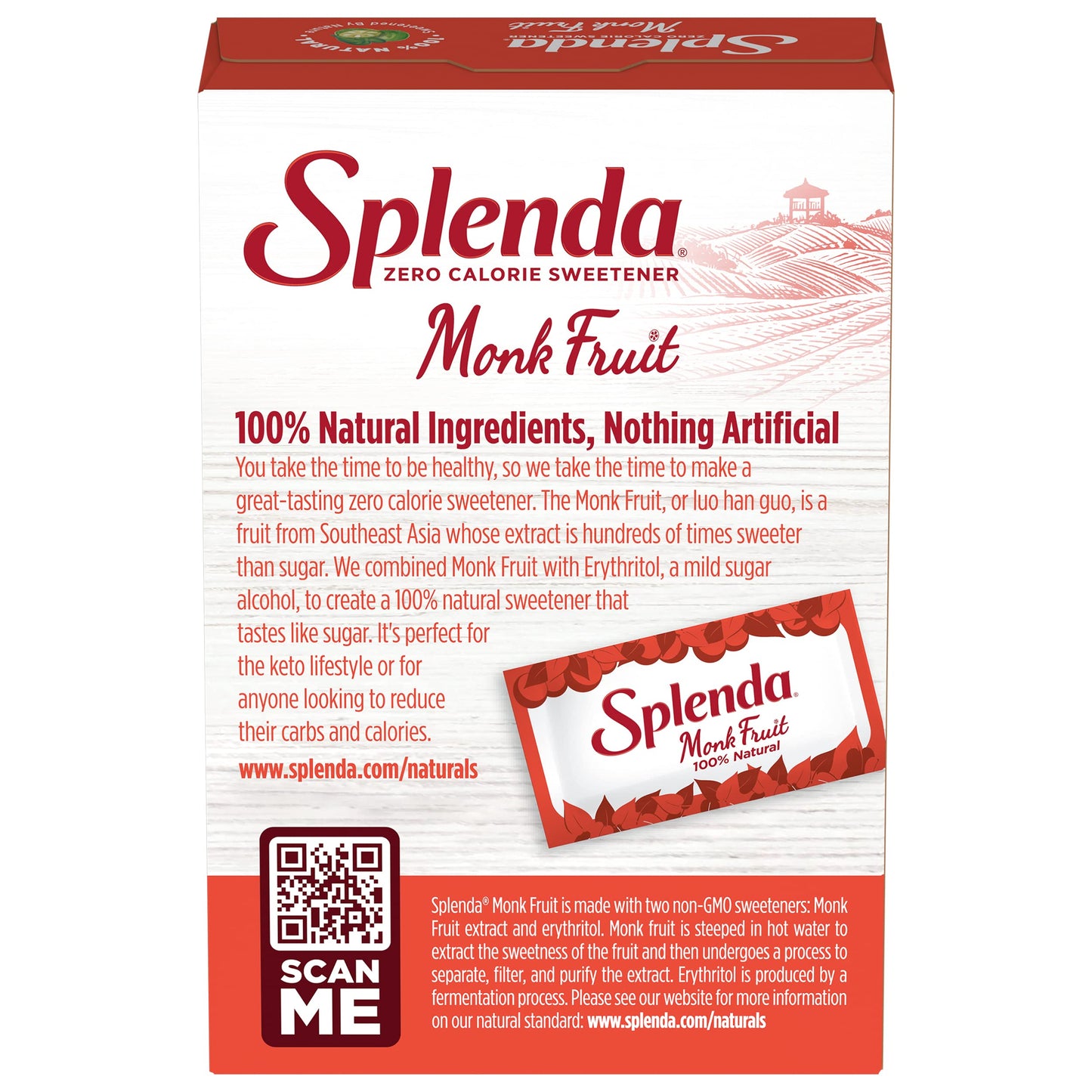Splenda Naturals Monk Fruit Zero Calorie All Natural Sweetener Substitute, Keto Sugar Alternative (80 Count)