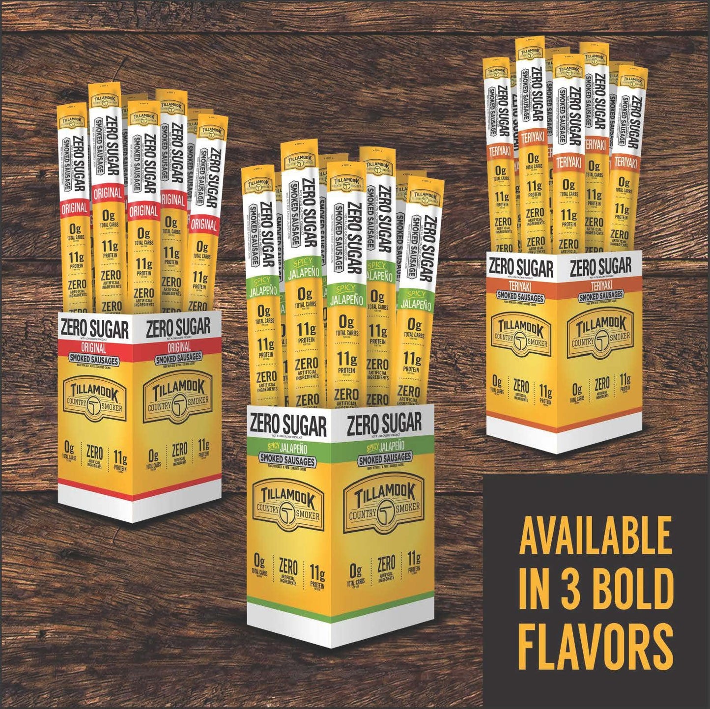 TILLAMOOK COUNTRY SMOKER Keto Friendly Smoked Sausages, Zero Sugar, 1.25 Ounce (Pack of 24)