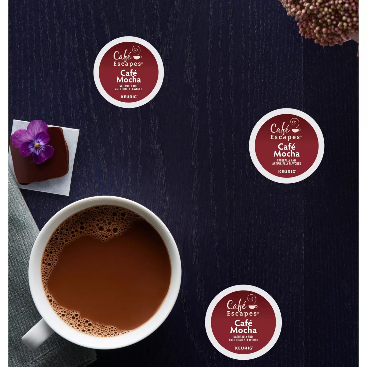 Café Escapes Café Mocha Coffee Beverage K-Cup Pods, 48 Count (2 Boxes of 24 Pods)