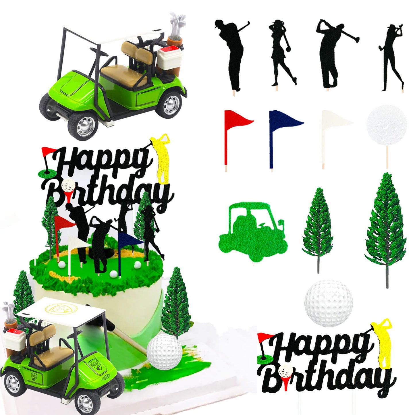 Roaring Good Time Golf Cake Decoration Topper, Felt & Plastic, Golf Themed Party Supplies, Model: Roaring Good Time-5855505054015
