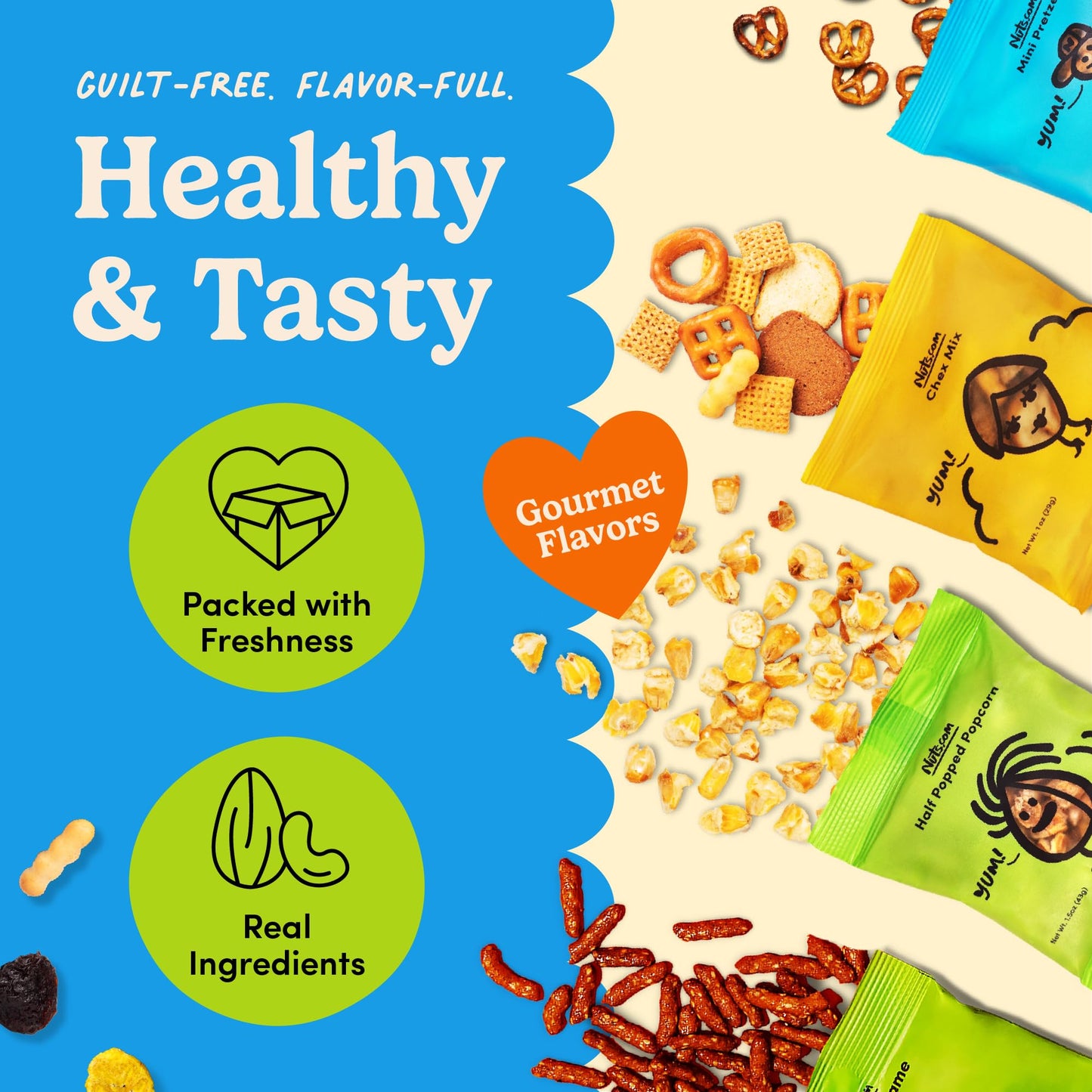 Nuts.com Back to School Variety Pack - Nut-Free Healthy Snack Box for Kids & Adults - Individually Wrapped Snacks, 10 Count Sing