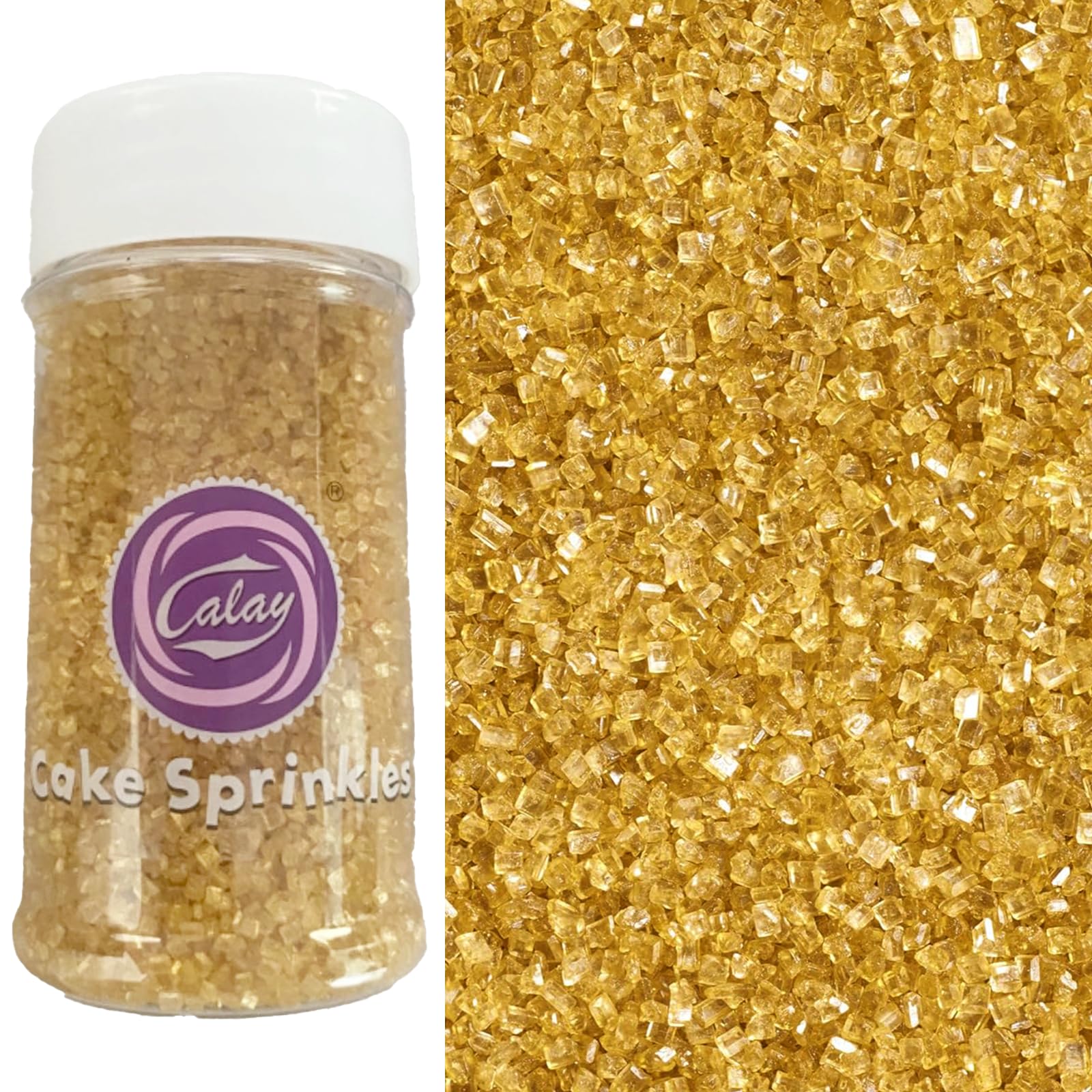 Sentovac Gold Sanding Sugar for Baking Edible Sparkling Sugar Sprinkles Coarse Sugar Crystals for Baking Topping Cake Cookie Cup